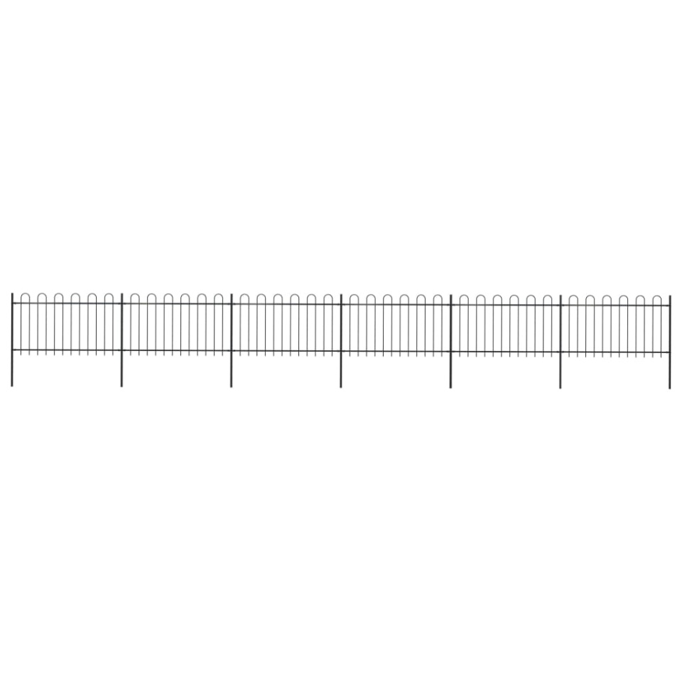 Gard de grădină cu vârf curbat, negru, 10,2 m, oțel