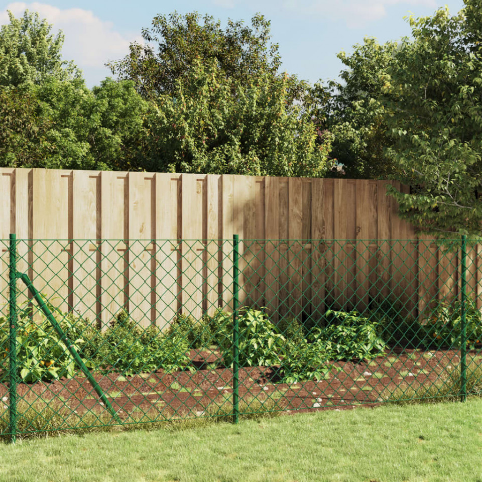 Gard plasă de sârmă cu bordură, verde, 1,1x25 m