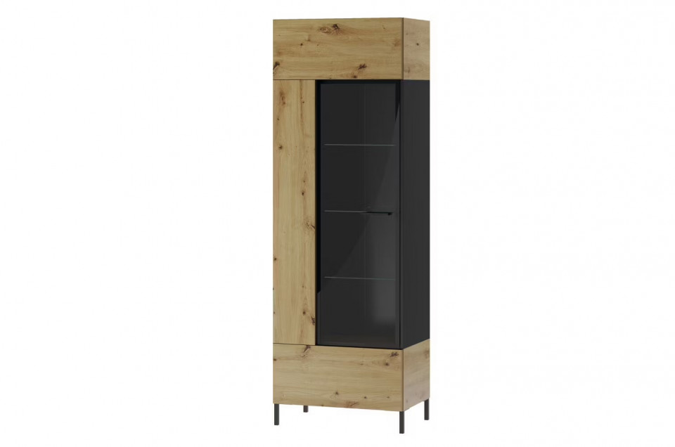 Lucas 10 vitrina l/p oak artisan/black