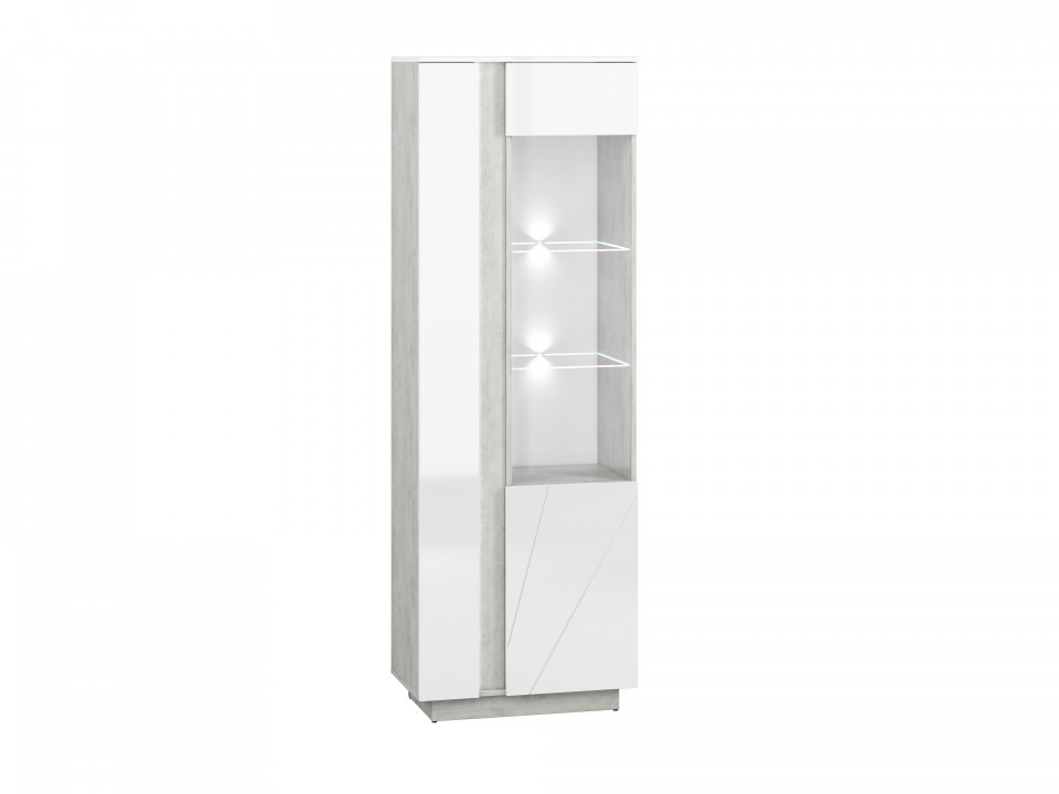 Lumens 03 display vitrina deschidere dreapta beton/white high gloss casapractica.ro