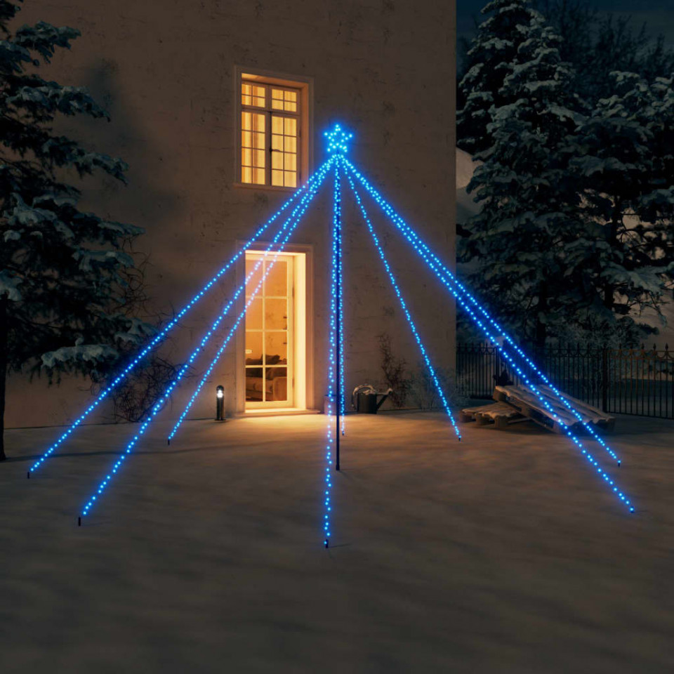 Lumini brad de Crăciun 576 LED-uri albastru 3,6 m int./ext. Casa Practica