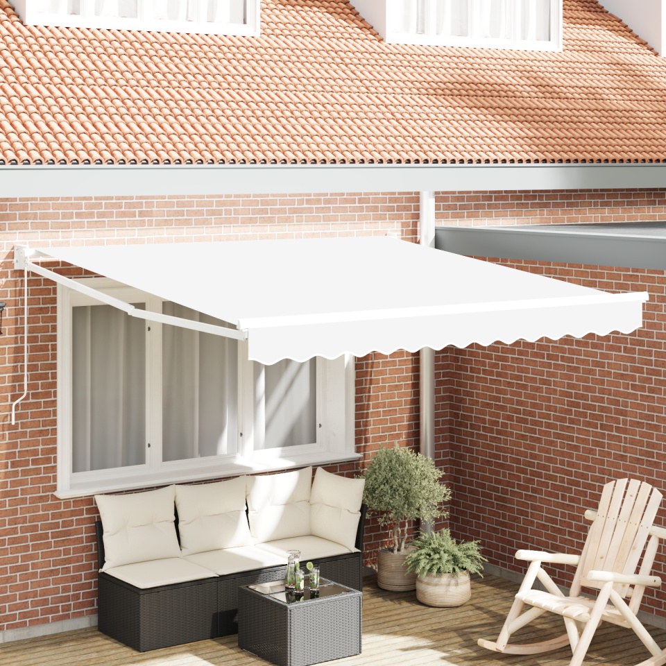 Marchiză Retractabilă Manuală Alb 350x250 cm, Tiv pentru marchiză pentru cadru de 3.5x2.5 m Alb