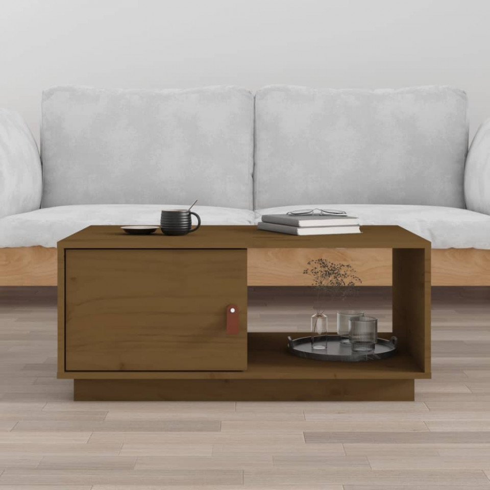 Măsuță de cafea, maro miere, 80x50x35,5 cm, lemn masiv de pin