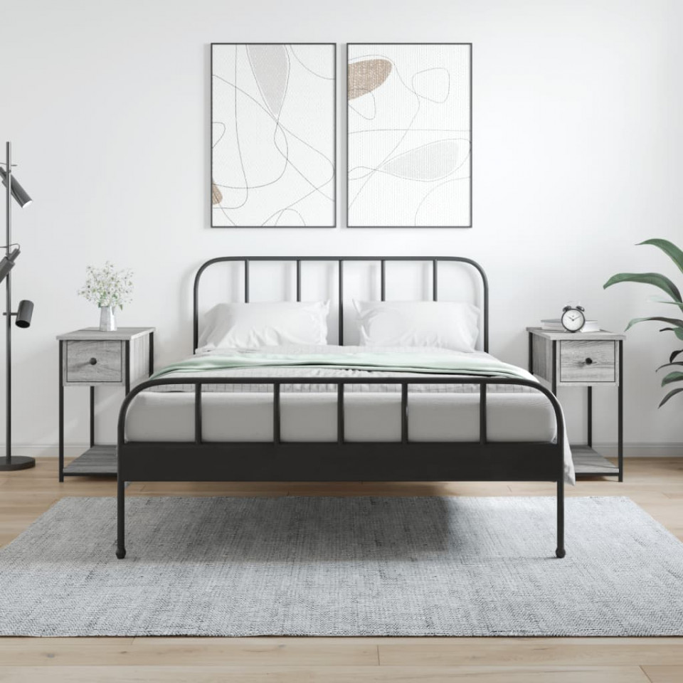 Noptiere, 2 buc., gri sonoma, 30x60x60 cm, lemn prelucrat