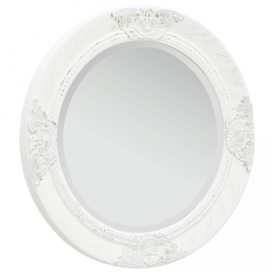 Poza Oglinda de perete in stil baroc, alb, 50 cm