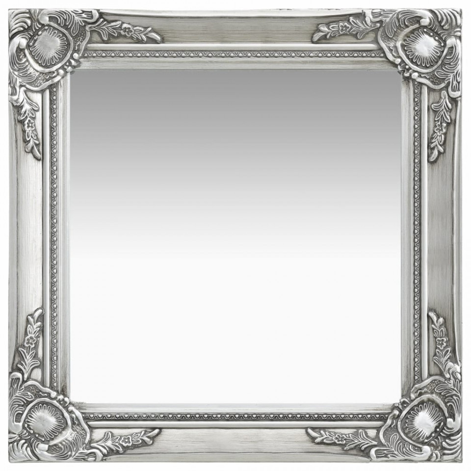 Poza Oglinda de perete in stil baroc, argintiu, 50 x 50 cm