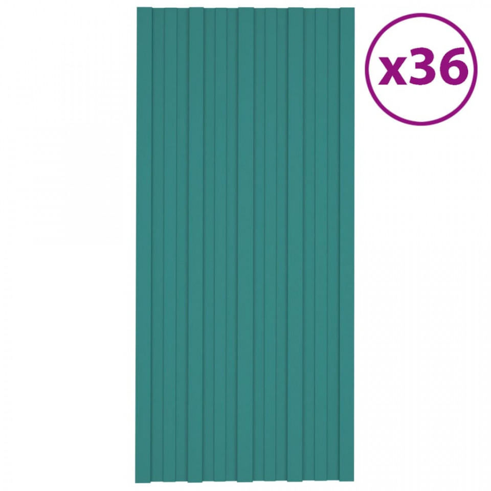 Panouri pentru acoperiș 36 buc. verde 100x45 cm oțel galvanizat