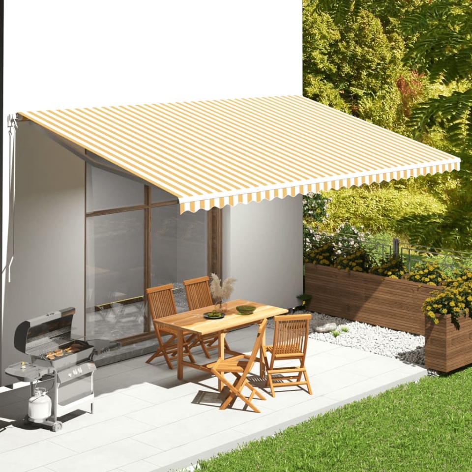 Pânză de rezervă copertină, galben și alb, 6x3,5 m