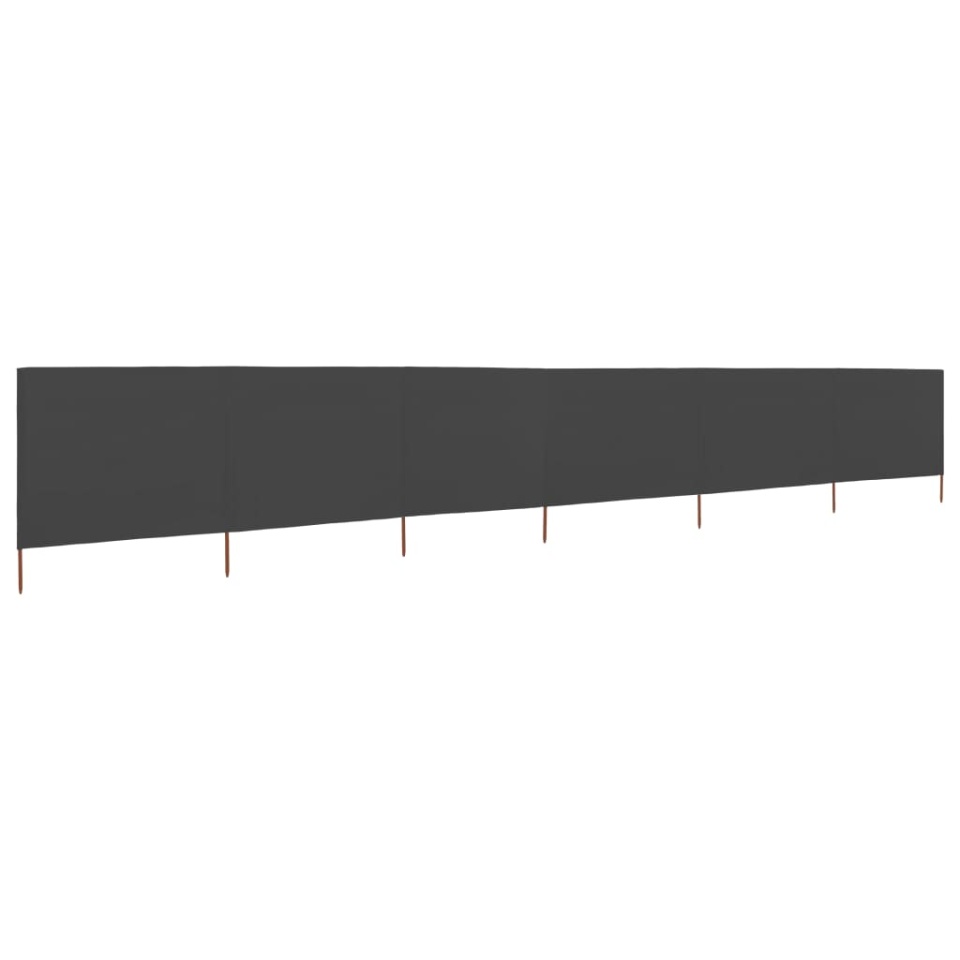 Paravan anti-vânt cu 6 panouri, gri, 800 x 80 cm, textil