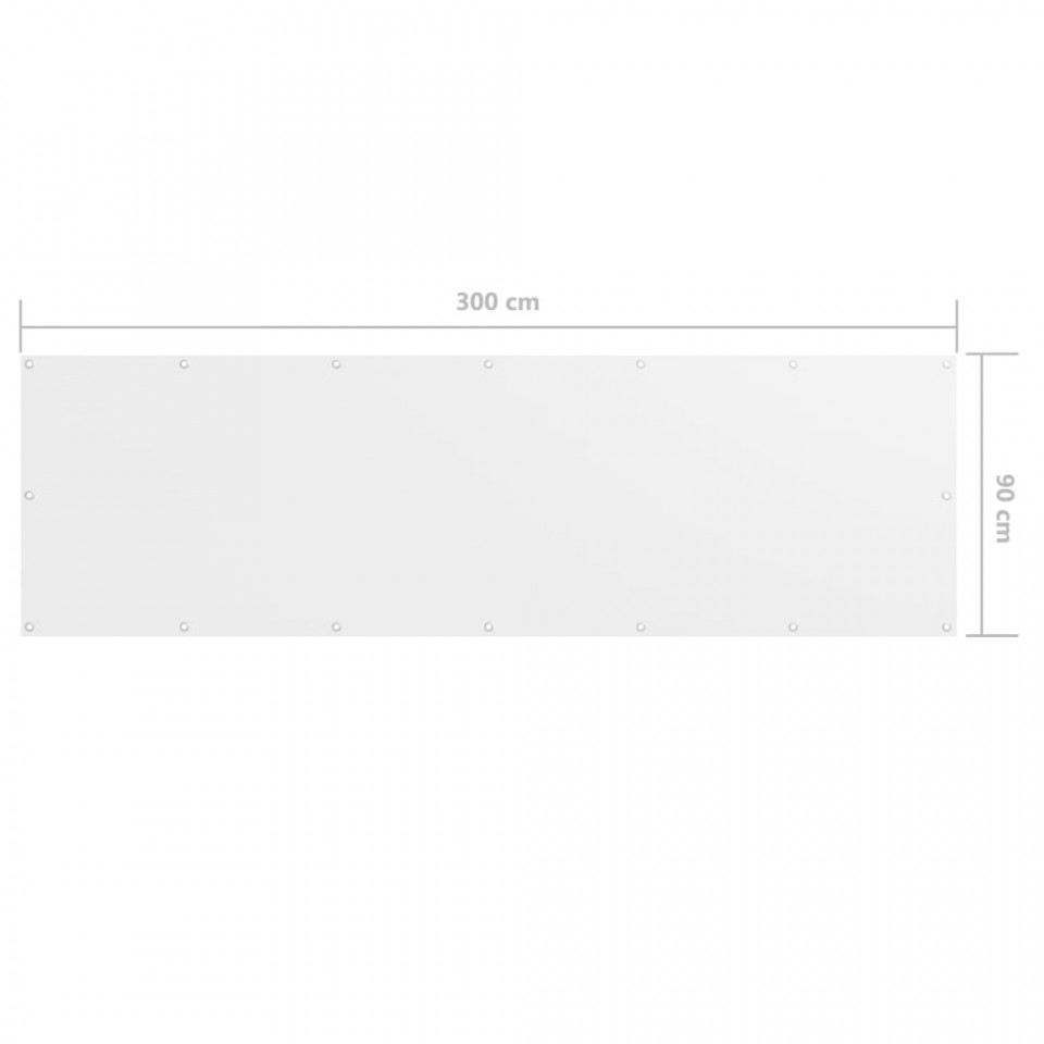 Paravan de balcon, alb, 90 x 300 cm, țesătură oxford