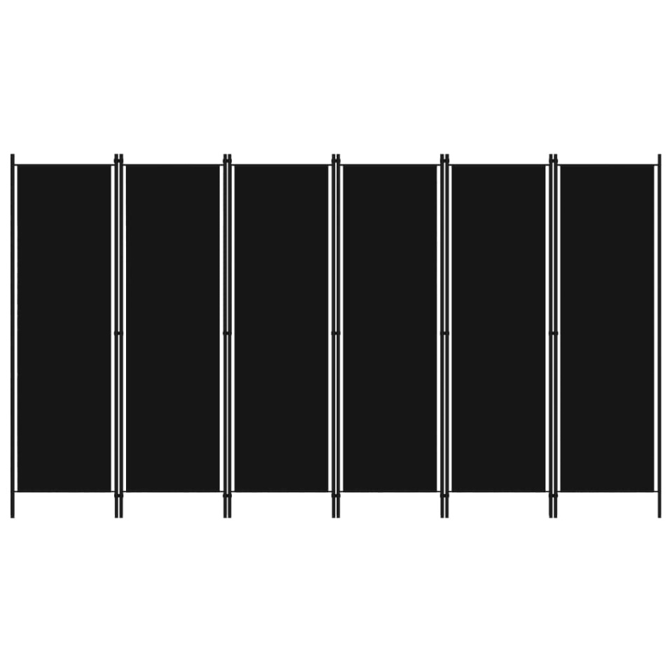 Paravan de cameră cu 6 panouri, negru, 300 x 180 cm