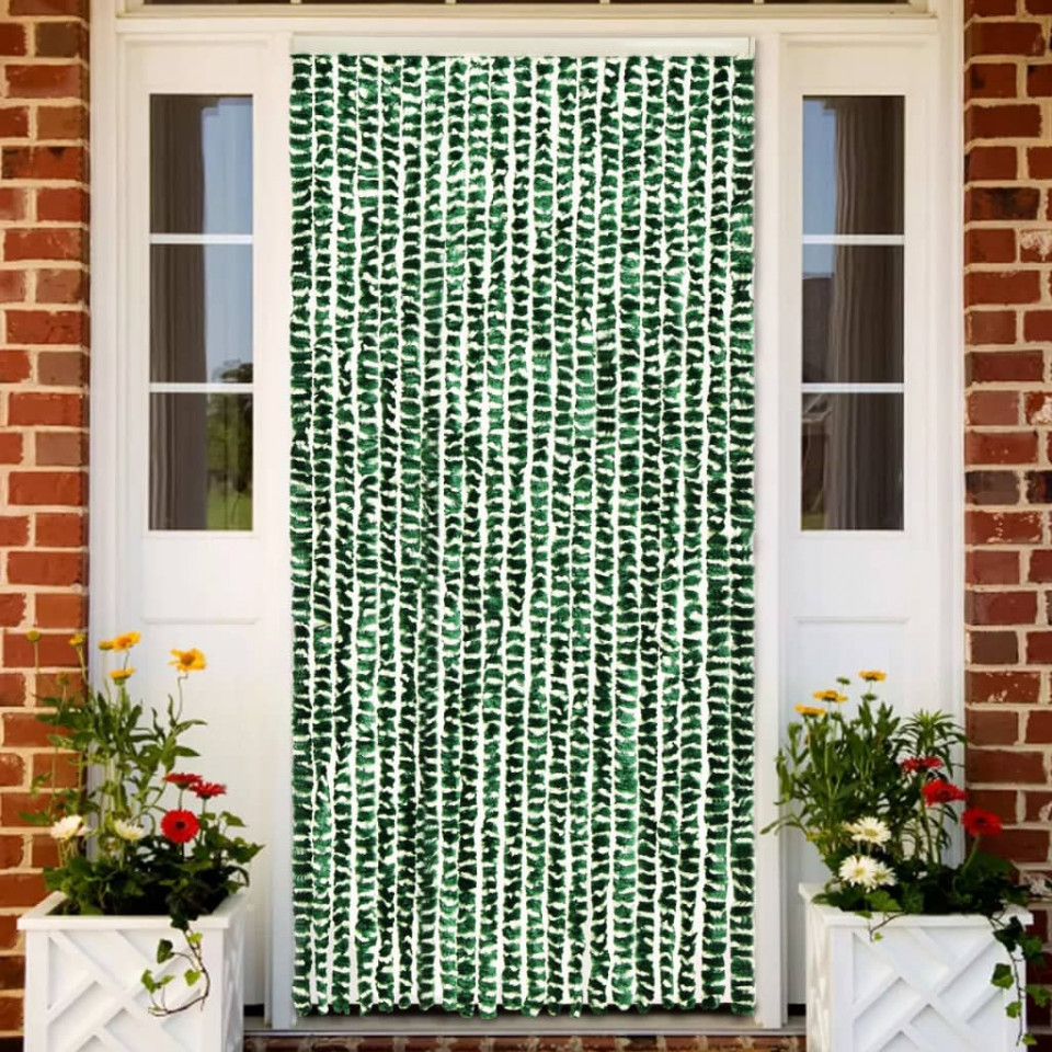 Perdea pentru insecte, verde și alb, 90 x 220 cm, chenille
