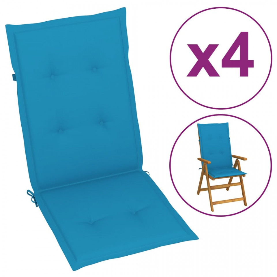 Poza Perne scaun de gradina, 4 buc, albastru, 120x50x3 cm
