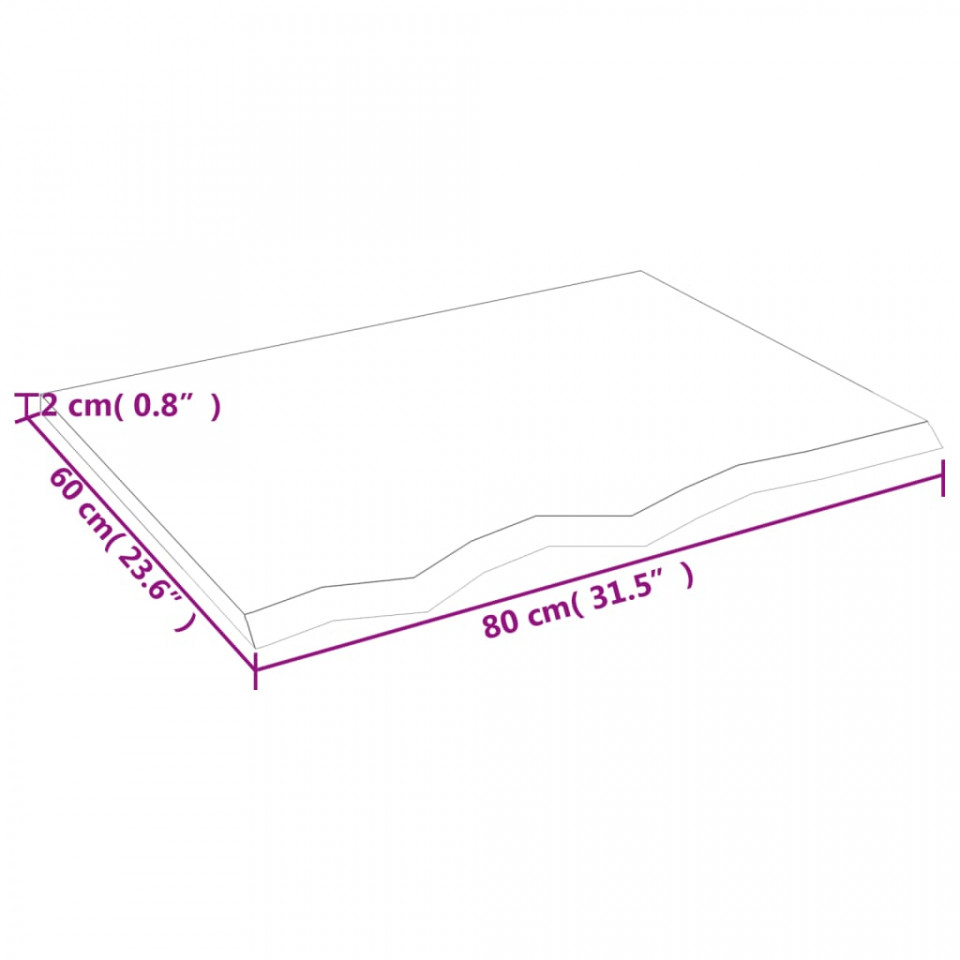 Poliță perete maro deschis 80x60x2 cm lemn masiv stejar tratat