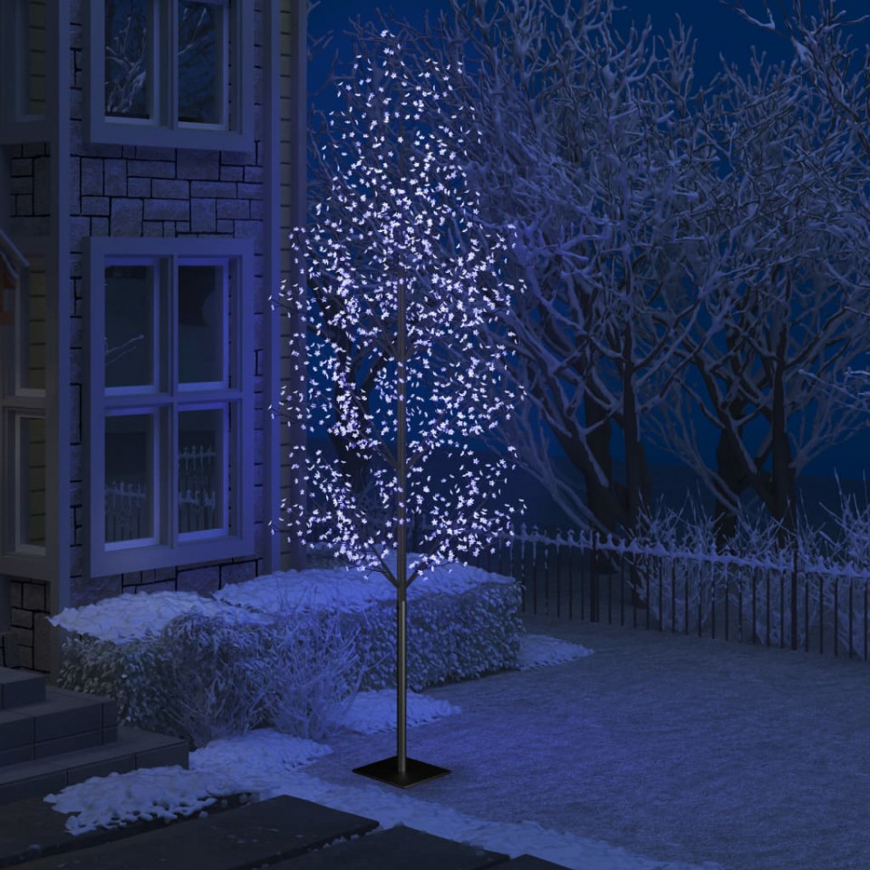 Poza Pom Craciun, 1200 LED-uri lumina albastra flori de cires 400 cm