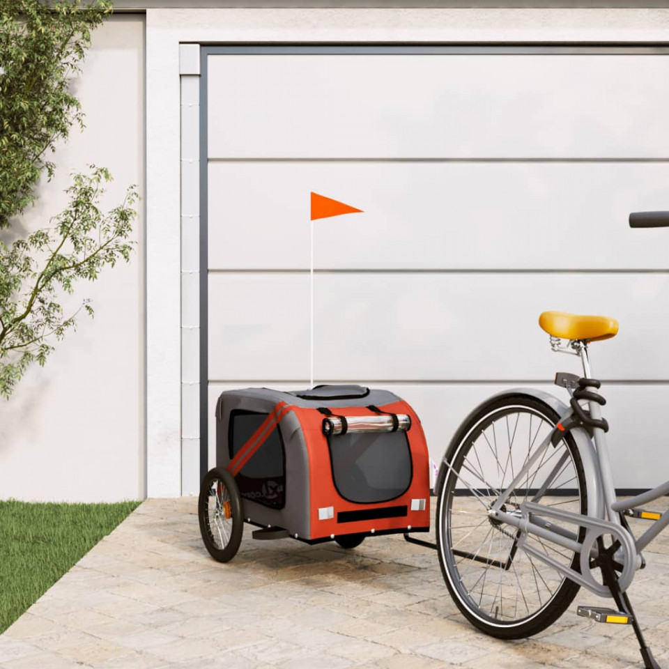 Remorcă de bicicletă câini portocaliu&negru textil oxford&fier