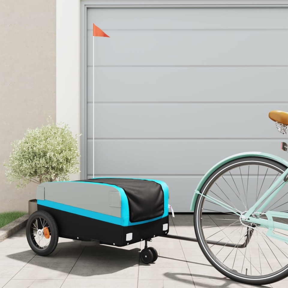 Remorcă pentru biciclete, negru și albastru, 30 kg, fier