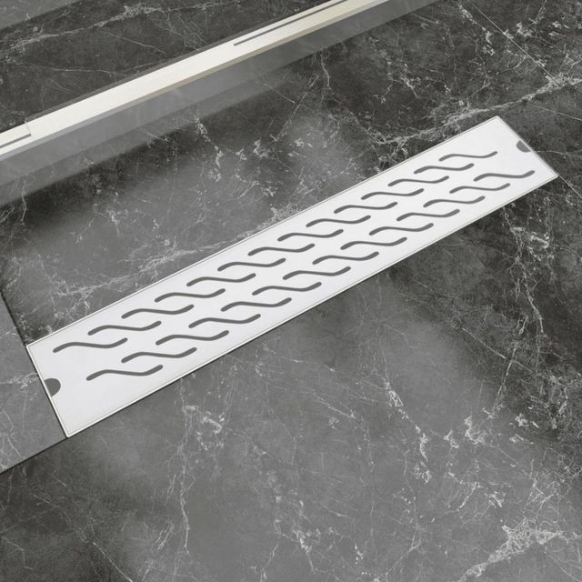 Rigolă duș liniară, model ondulat, oțel inoxidabil, 630×140 mm 630x140
