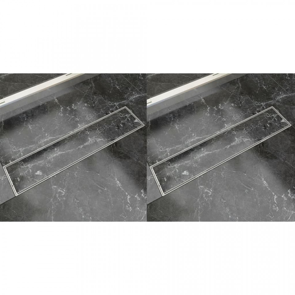 Rigolă liniară duș, 2 buc, 530 x 140 mm, oțel inoxidabil