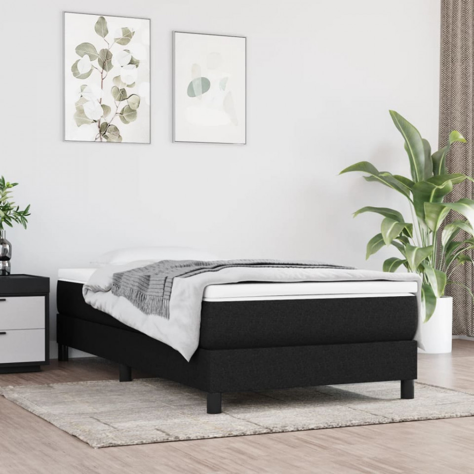 Saltea de pat cu arcuri, negru, 90x190x20 cm, textil