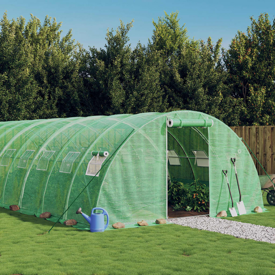Seră cu cadru din oțel, verde, 24 m², 6x4x2 m