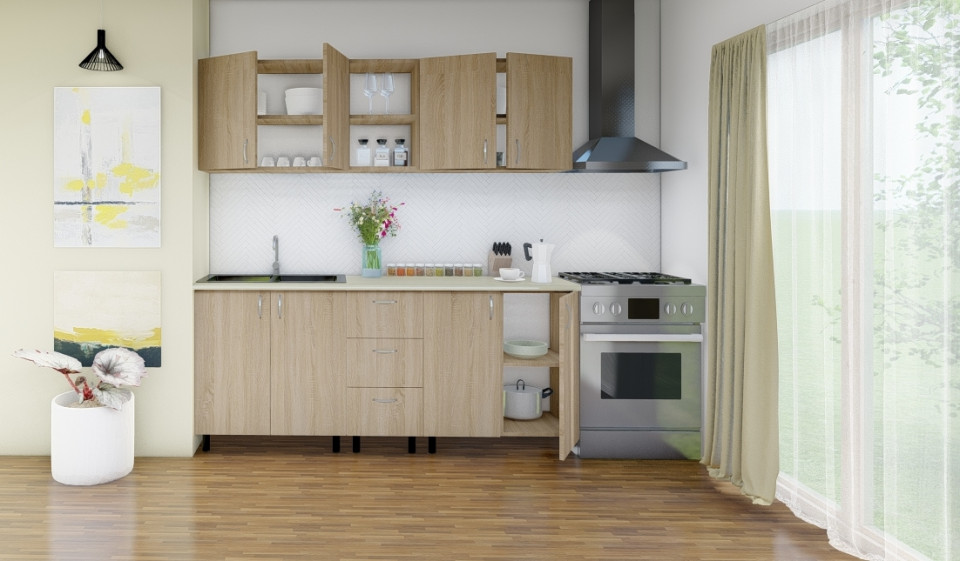 Set bucatarie SOMONA, lungime 200 cm, culoare Sonoma, pal 18mm