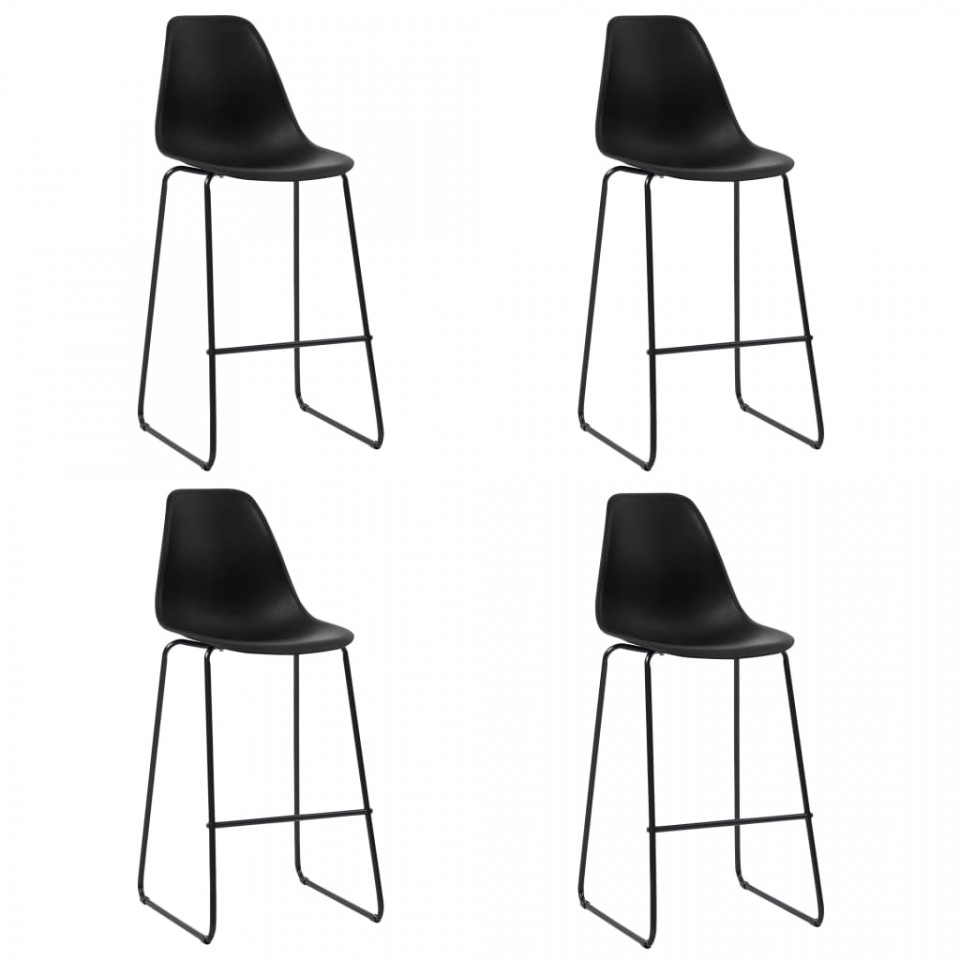 Set de bar, 5 piese, negru, plastic