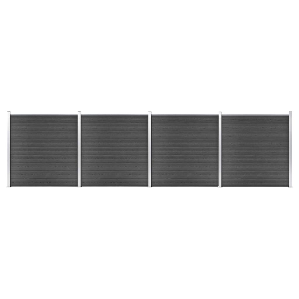 Set de panouri de gard, negru, 699x186 cm, WPC