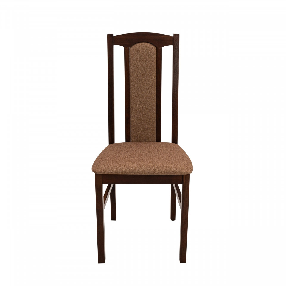 Set masa extensibila 120x150cm cu 4 scaune tapitate, mb-13 max5 si s-37 boss7 o15, nuc, lemn masiv de fag, stofa