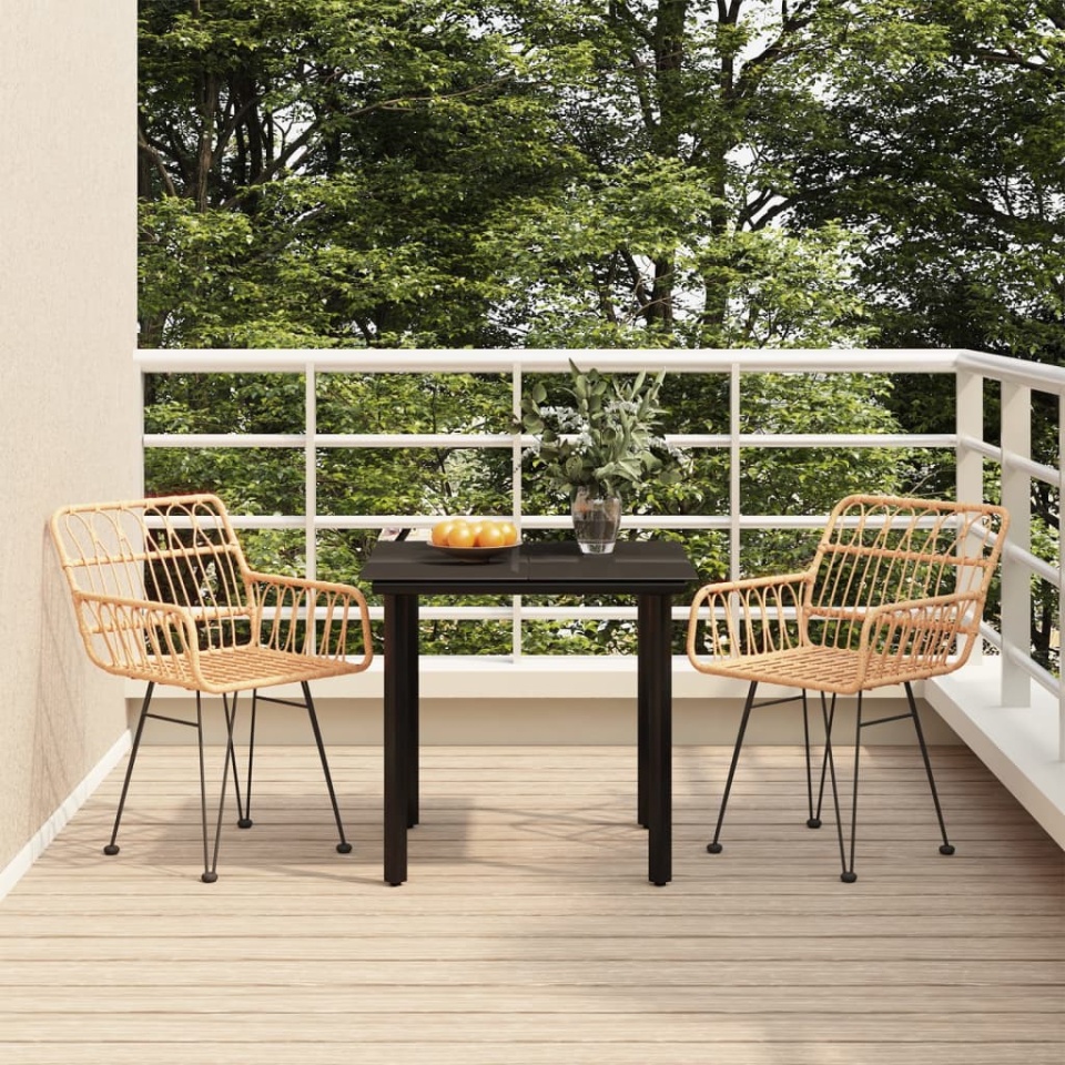 Set mobilier de grădină, 3 piese, poliratan