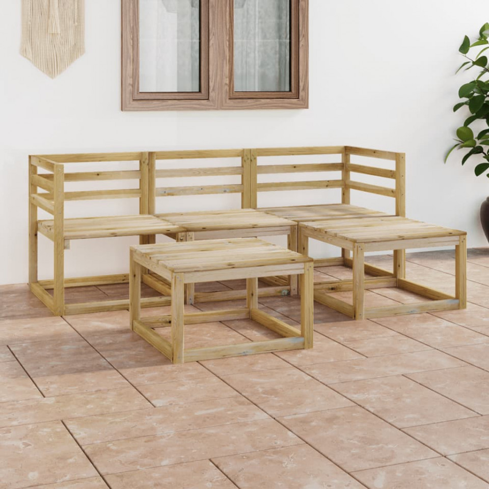 Poza Set mobilier de gradina, 5 piese, lemn de pin verde tratat