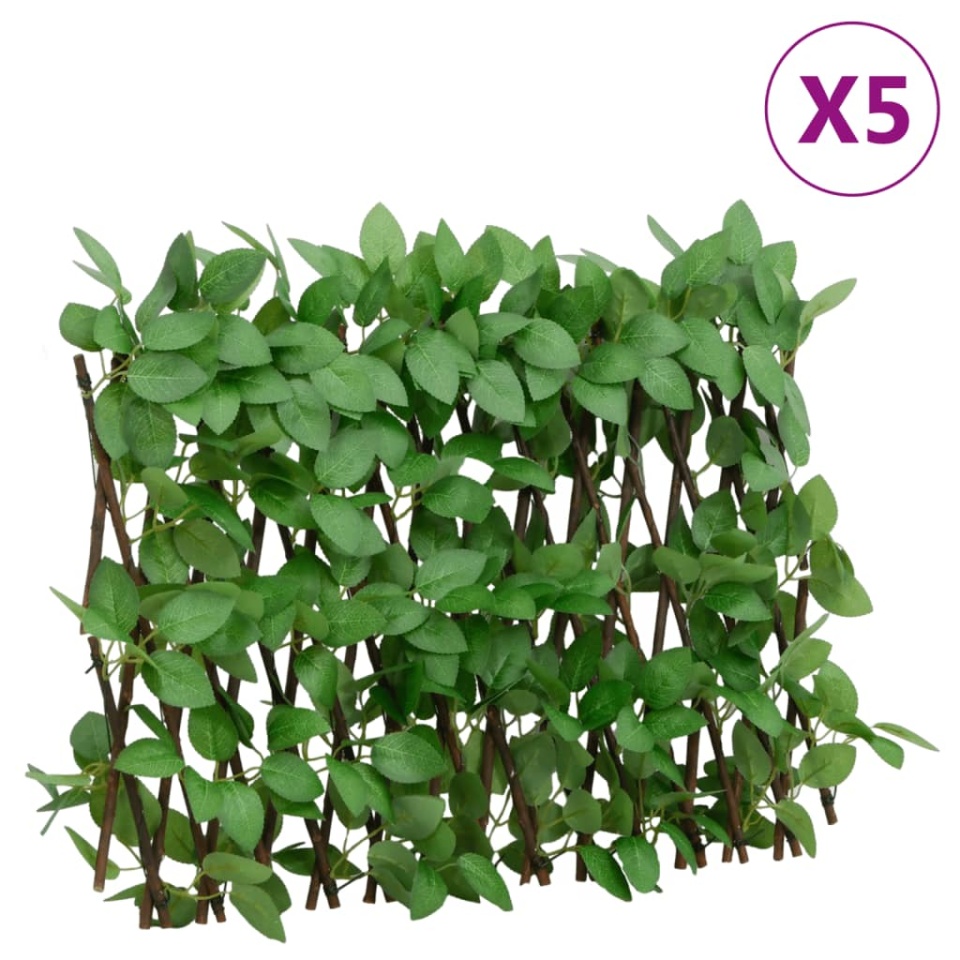 Spalier iederă artificială extensibil, 5 buc., verde, 180x30 cm
