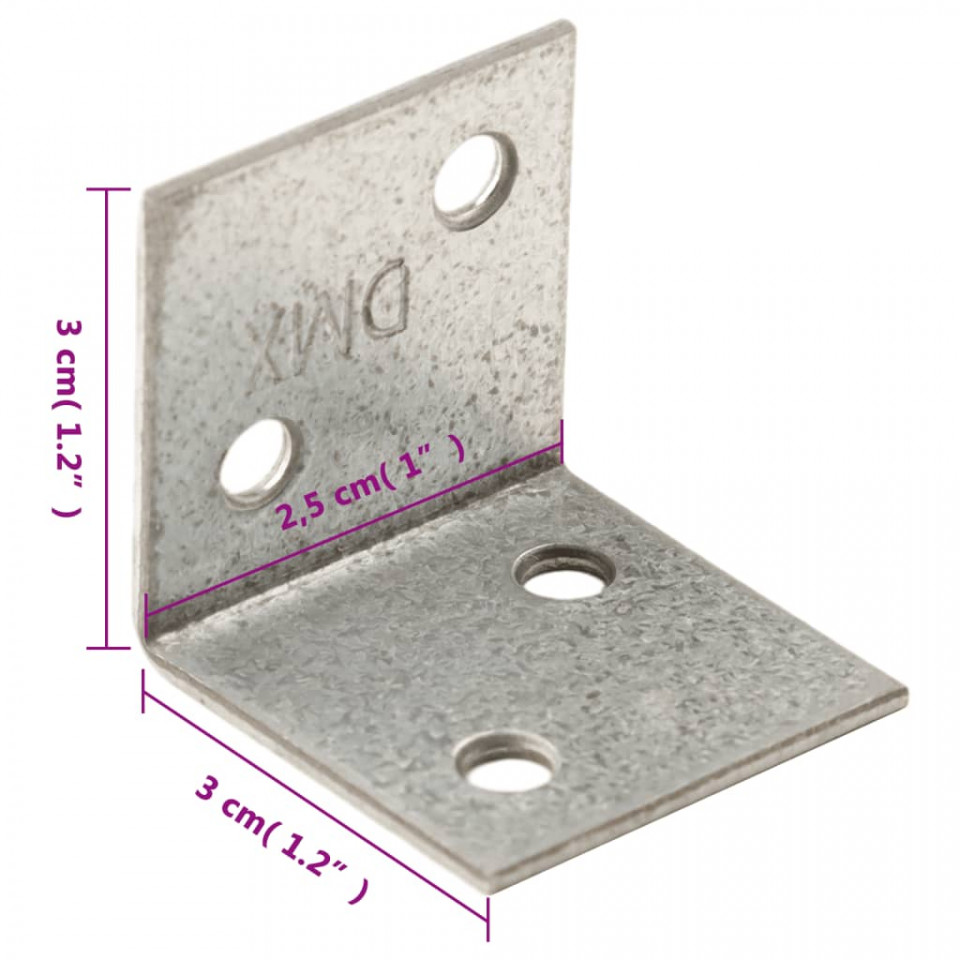 Suporturi unghiulare 150 buc. 2 mm 30x25x30 mm oțel galvanizat