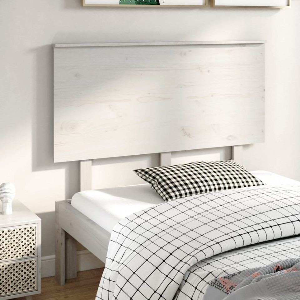 Tăblie de pat, alb, 124x6x82,5 cm, lemn masiv de pin (si imagine noua