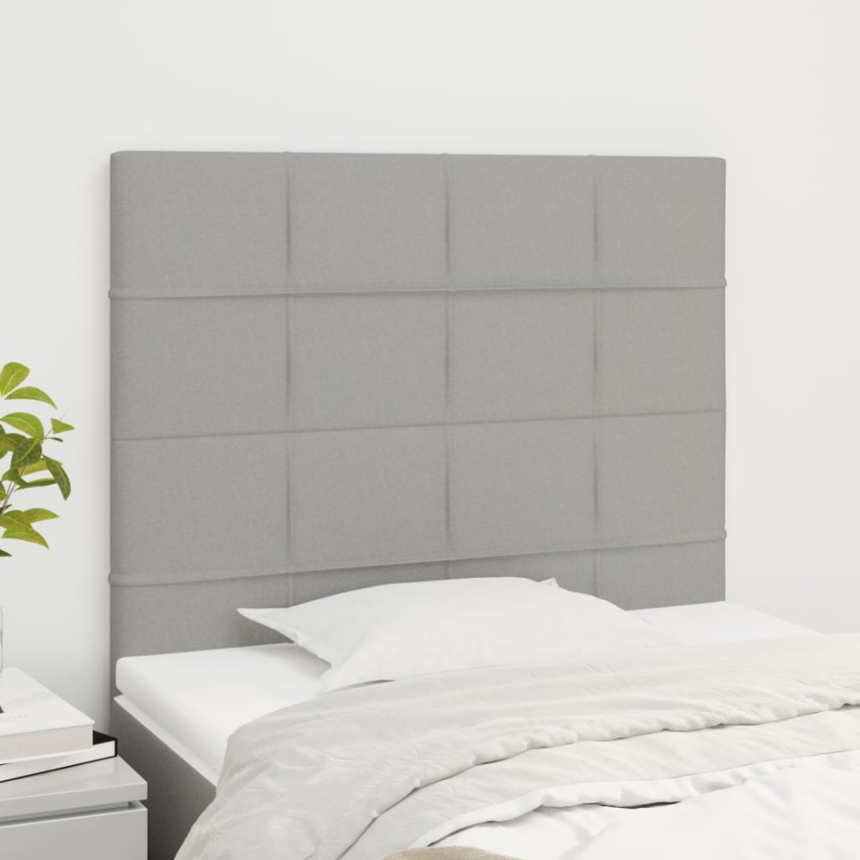 Tăblii de pat, 2 buc, gri deschis, 100x5x78/88 cm, textil