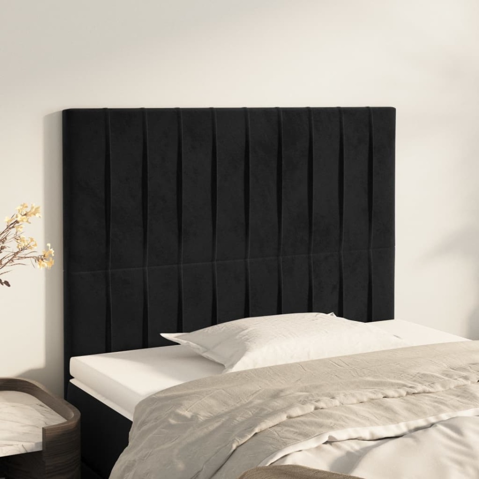 Tăblii de pat, 2 buc, negru, 90x5x78/88 cm, catifea