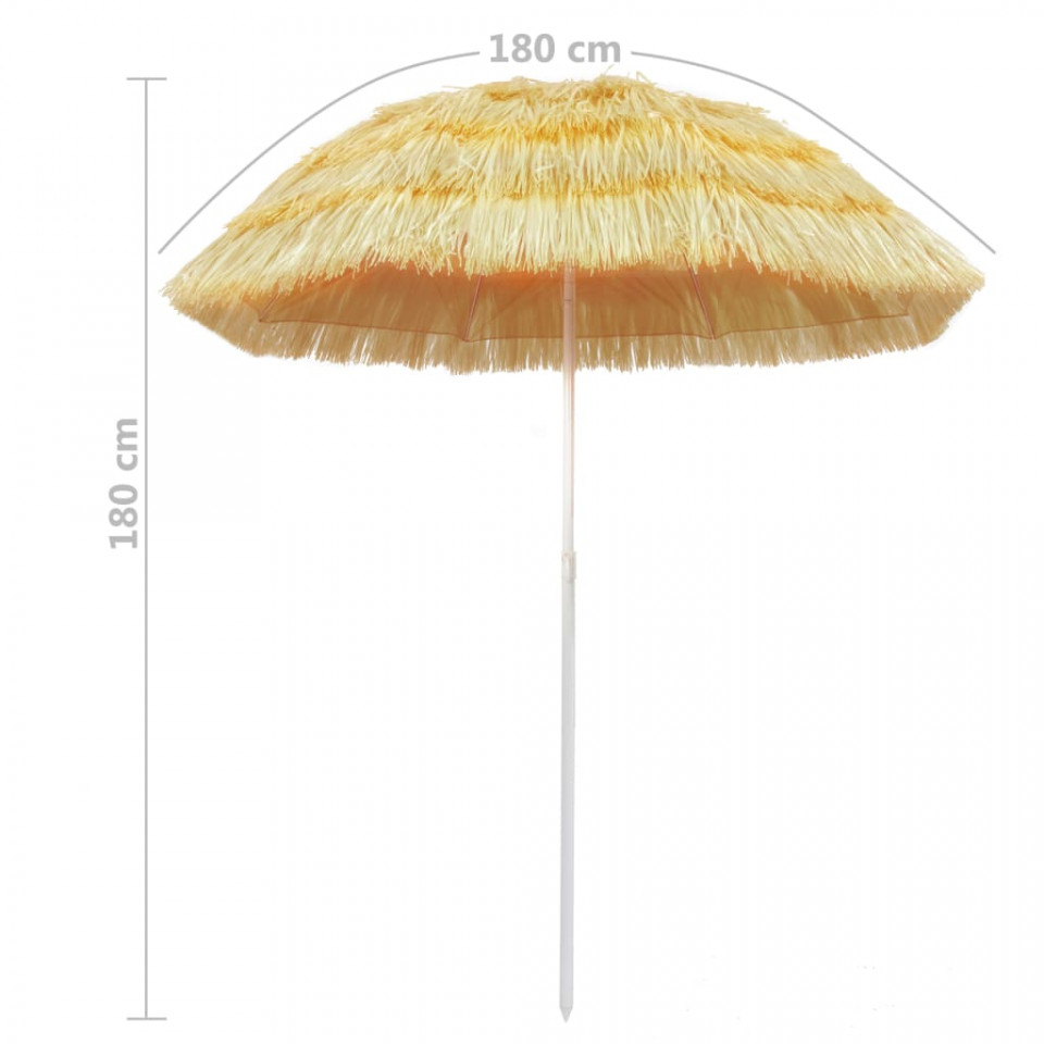 Umbrelă de plajă, natural, 180 cm, stil hawaiian