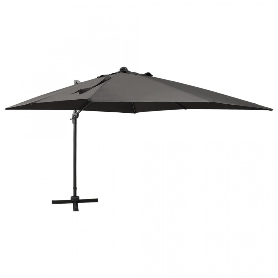 Poza Umbrela suspendata cu stalp si LED-uri, antracit, 300 cm