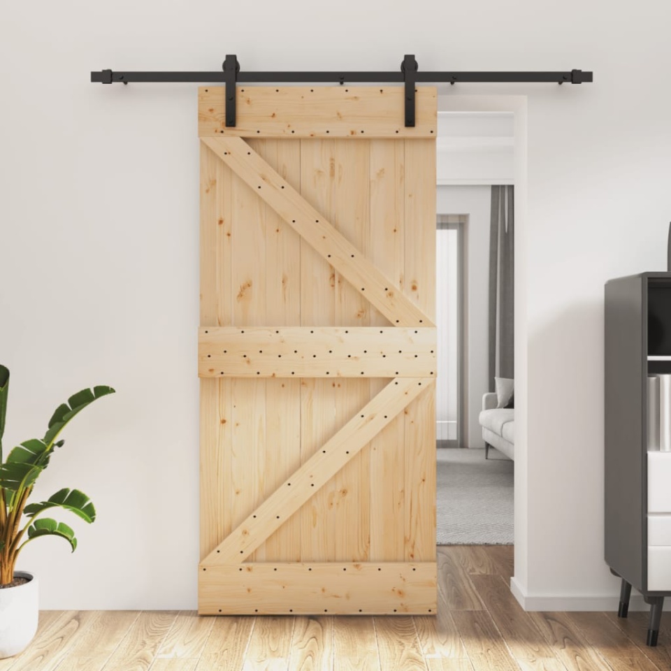 Ușă glisantă cu set de feronerie 95x210 cm, lemn masiv de pin