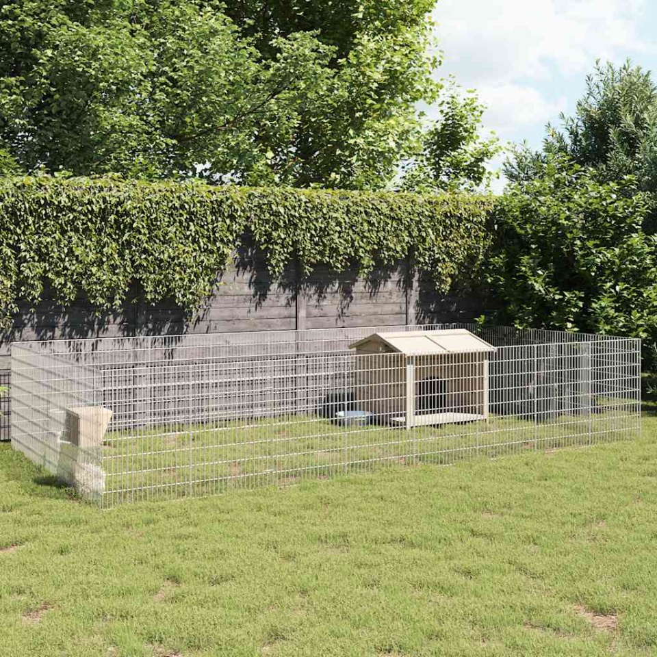 Adăpost pentru animale cu 24 panouri, 54x80 cm, fier galvanizat