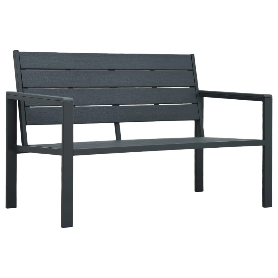 Bancă de grădină, gri, 120 cm, HDPE, aspect de lemn