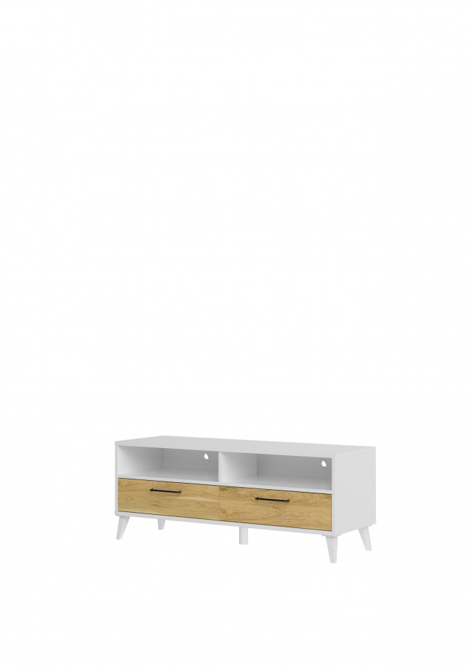 Barris 24 dulap tv cu 2 sertare 120 x 48 x 42 cm 2s white/walnut
