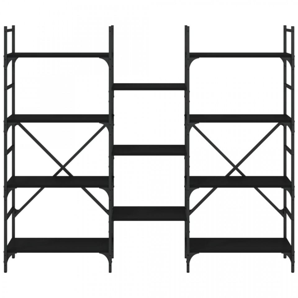 Bibliotecă, negru, 160x28,5x136,5 cm, lemn prelucrat