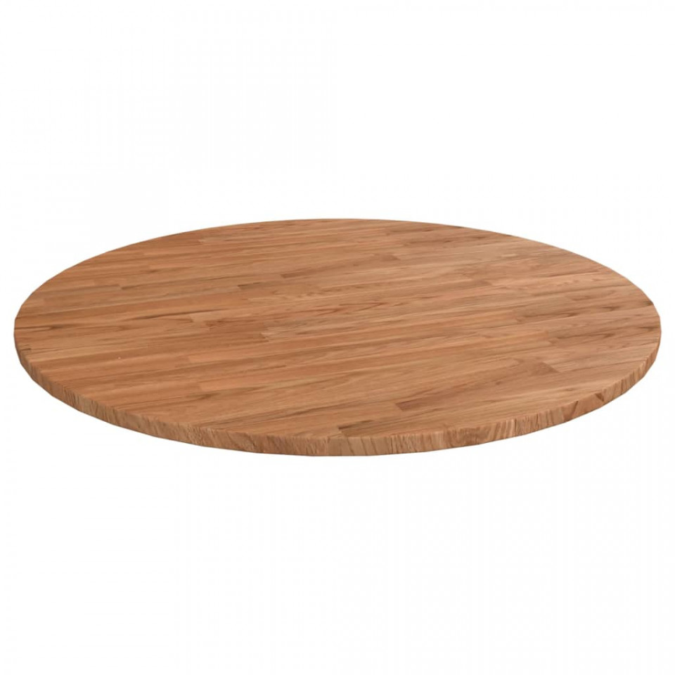 Blat de masă rotund maro deschis Ø70x1,5 cm lemn stejar tratat