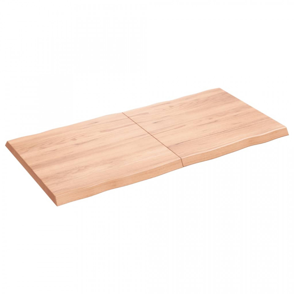 Blat masă, 120x60x4 cm, maro, lemn stejar tratat contur organic