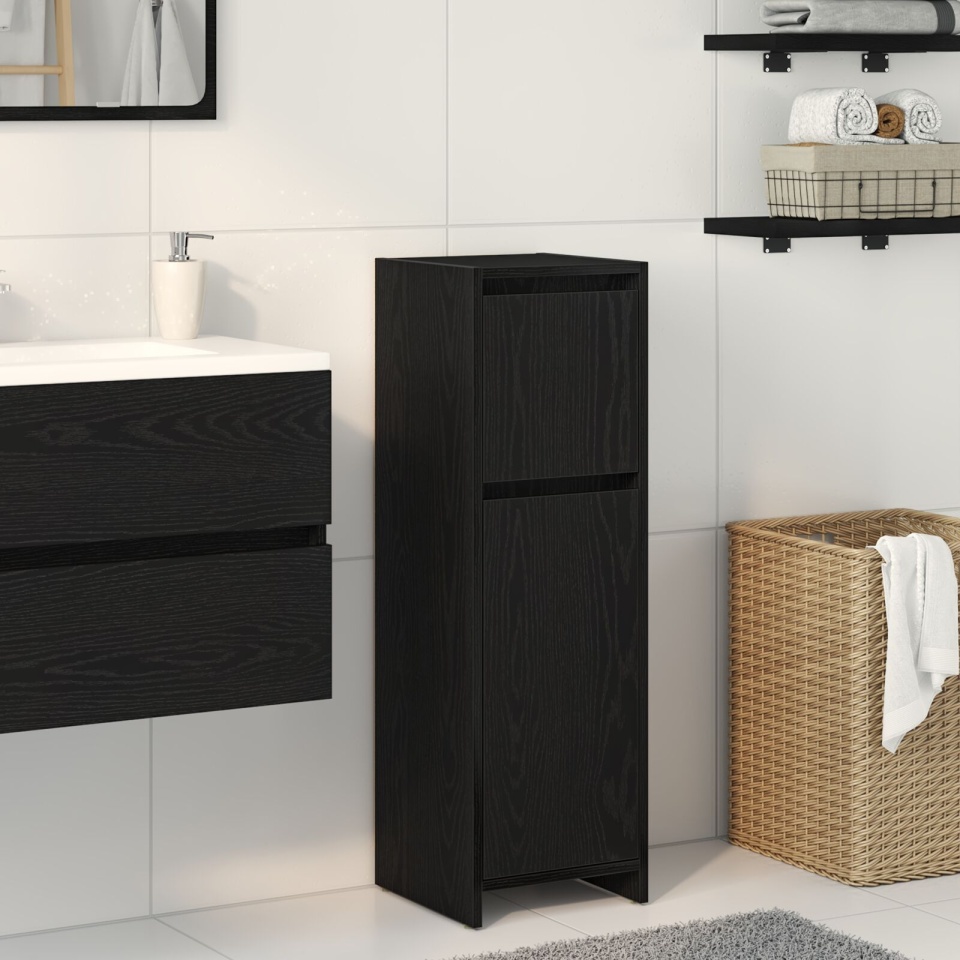Cabinet de baie Negru Stejar 30x30x95 cm Lemn prelucrat