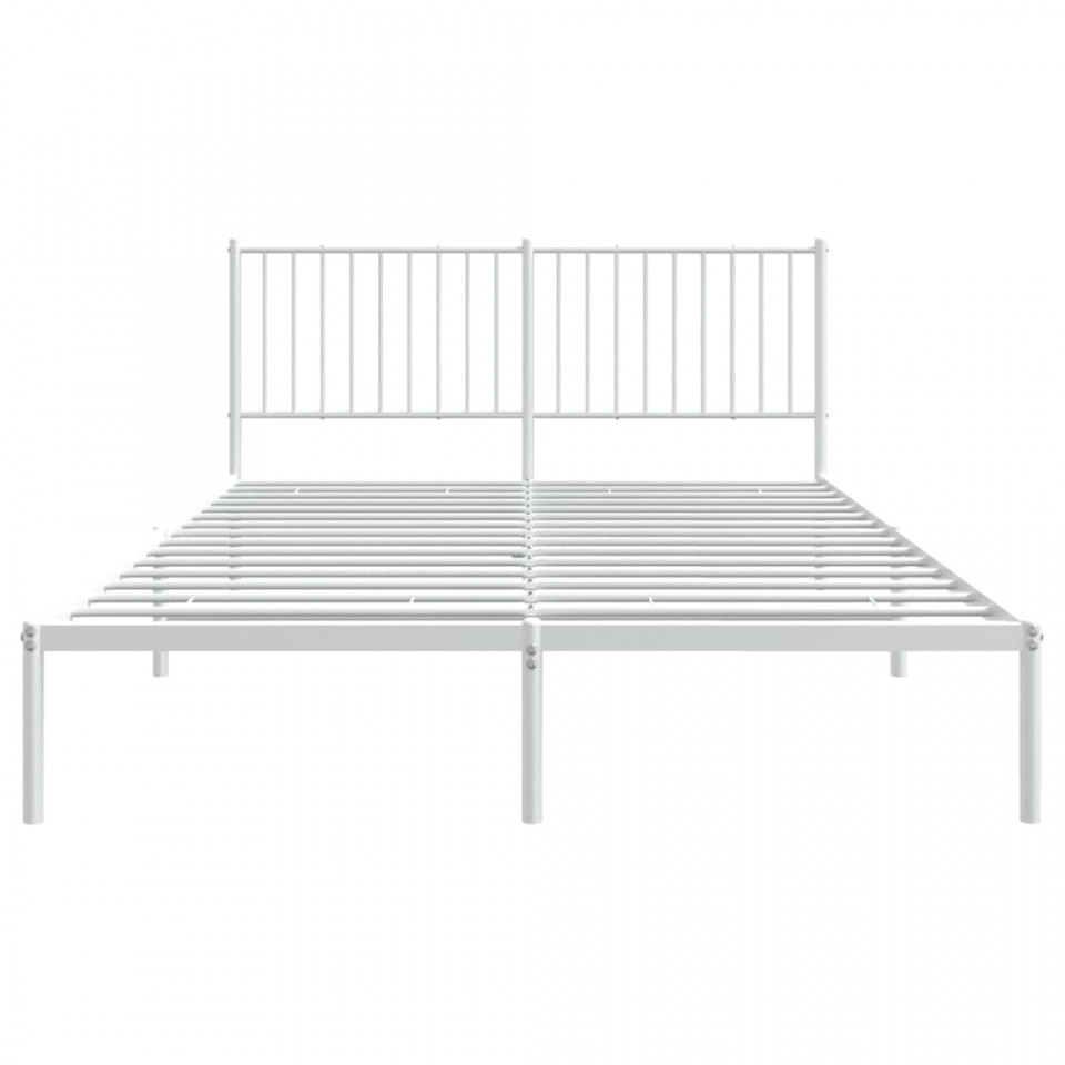 Cadru de pat cu tăblie, alb, 208x168x90,5 cm, oțel