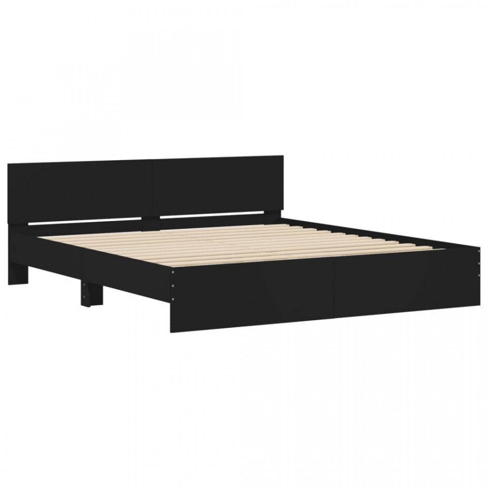 Cadru de pat cu tăblie, negru, 160x200 cm