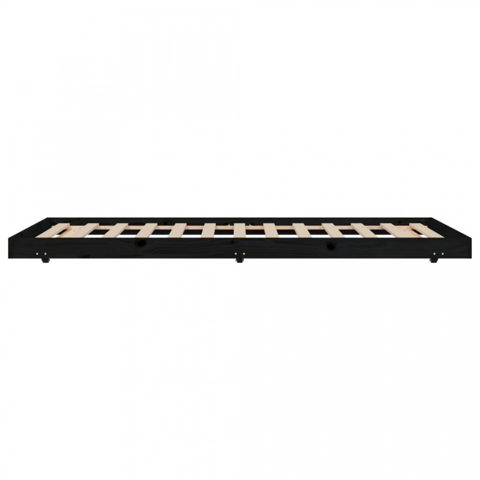 Cadru de pat, negru, 80x200 cm, lemn masiv de pin