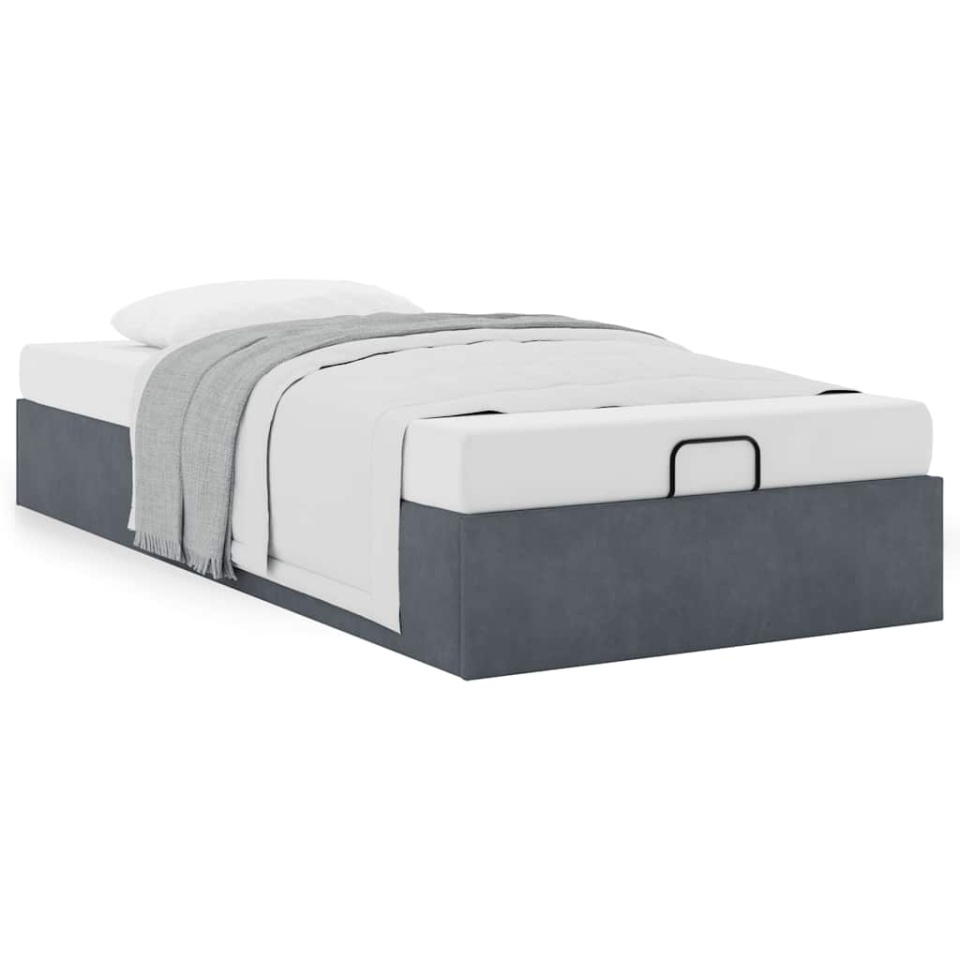 Cadru de pat otoman fără saltea Gri închis 80x200 cm catifea